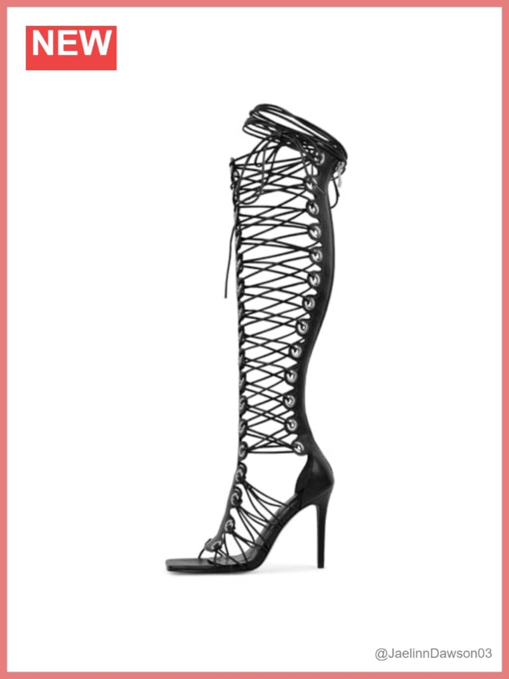 High Heeled Gladiator Sandals Open Toe Lace Up Knee High Bootie Leather